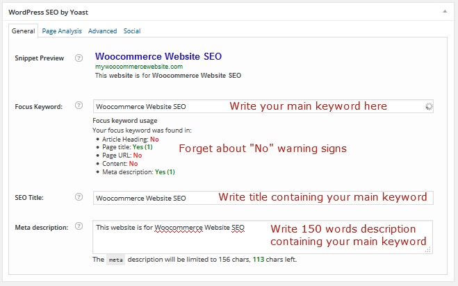 Woocommerce Home Page SEO Configuration