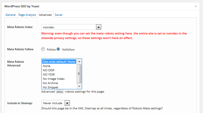 Woocommerce Nofollow and noindex